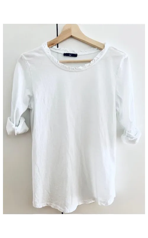 Camiseta Cuello Volante Blanco