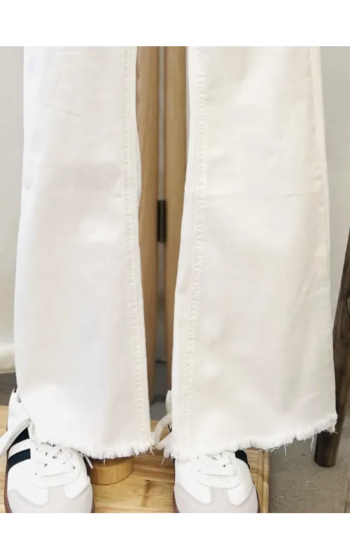 Pantalones Tejanos Flare Blanco