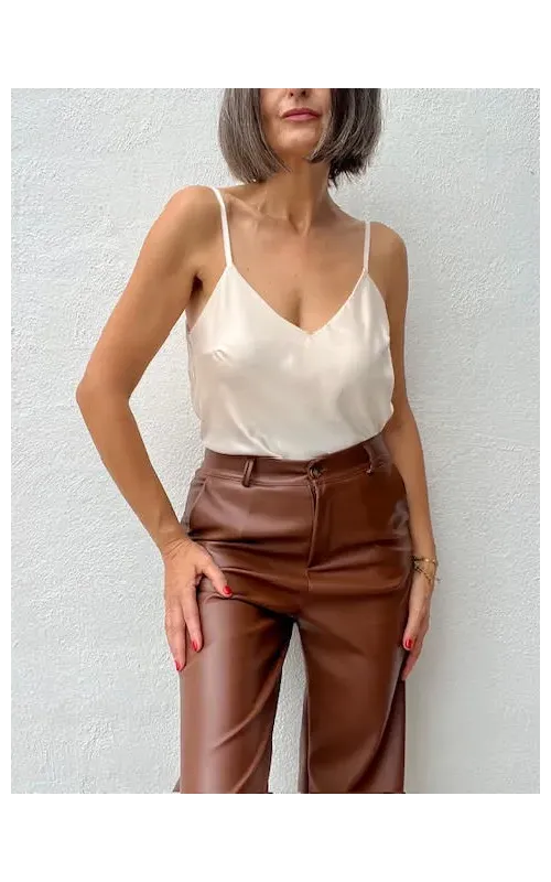 Top Satinado Vainilla