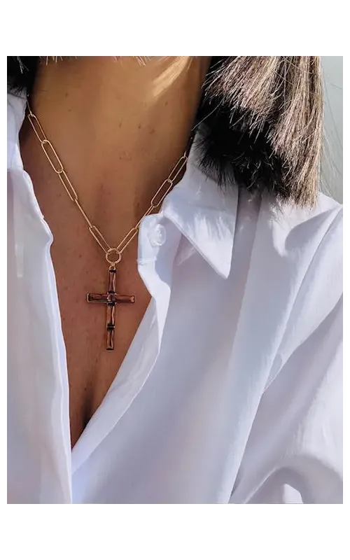 Gargantilla Acero Cruz Cristal