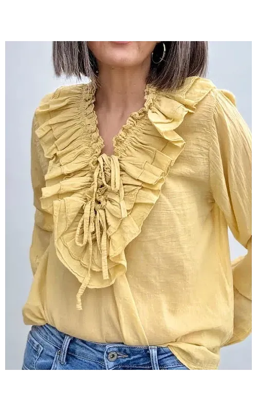 Blusa Volantes Ocre