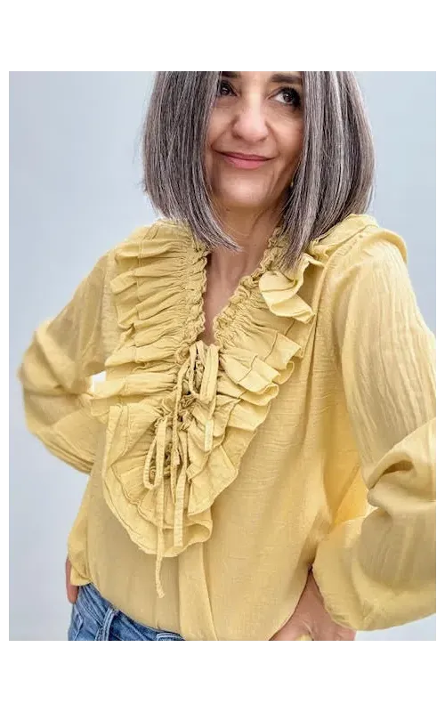 Blusa Volantes Ocre