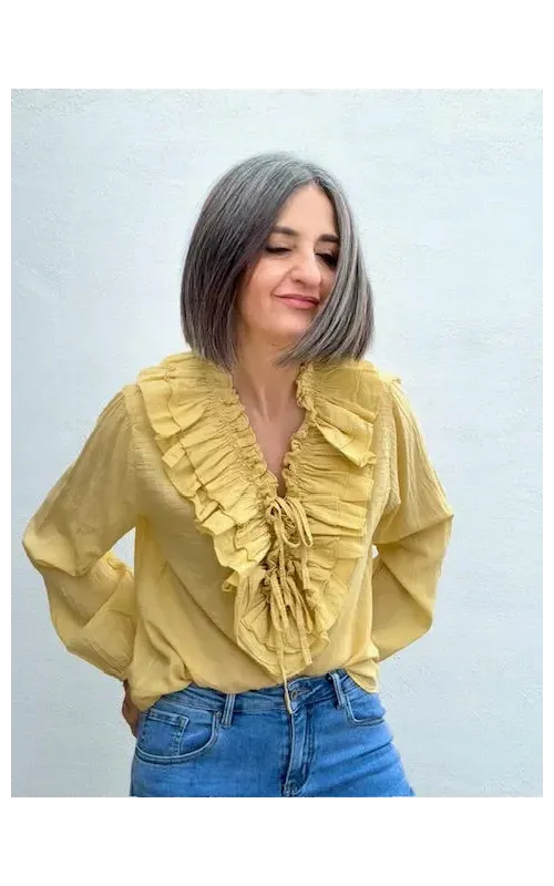Blusa Volantes Ocre