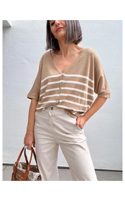 Chaqueta Punto Raya Camel