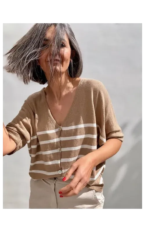 Chaqueta Punto Raya Camel