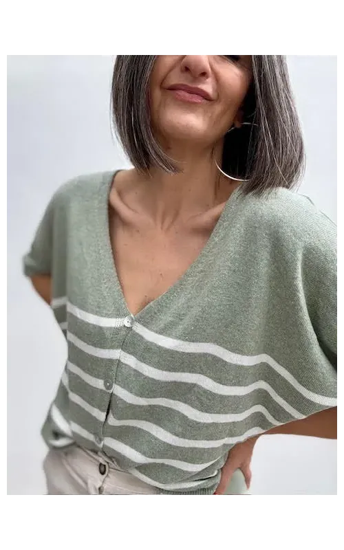 Chaqueta Punto Raya Verde