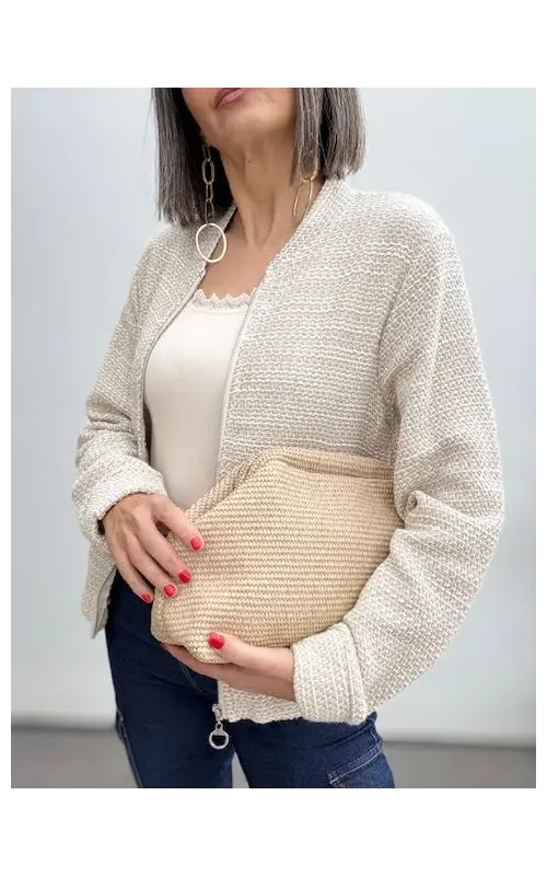 Clutch Rafia Beige