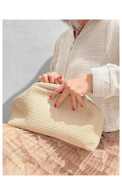 Clutch Rafia Beige