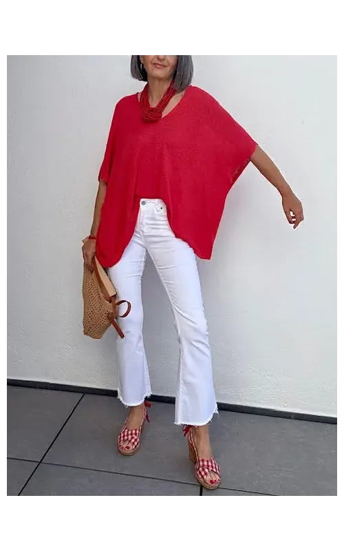 Pantalones Blanco Flare Tobillero