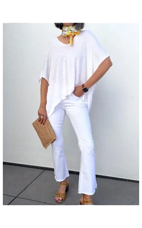 Pantalones Blanco Flare Tobillero