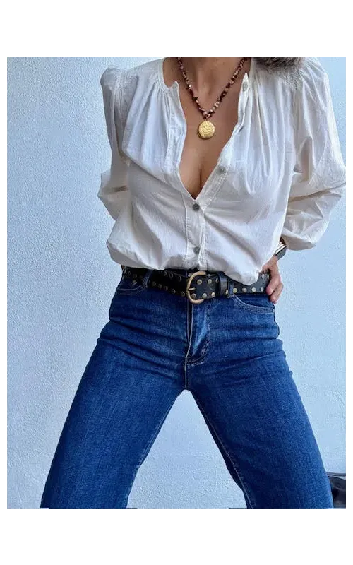 Pantalones Tejanos Rectos Dobladillo