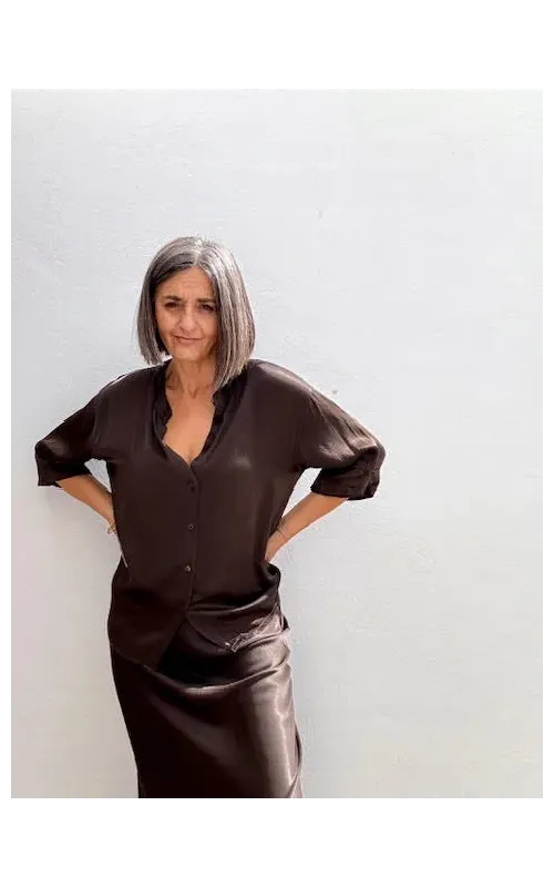 Falda Satinada Marrón