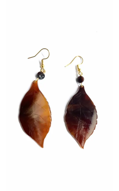 Pendientes Hoja Marrón