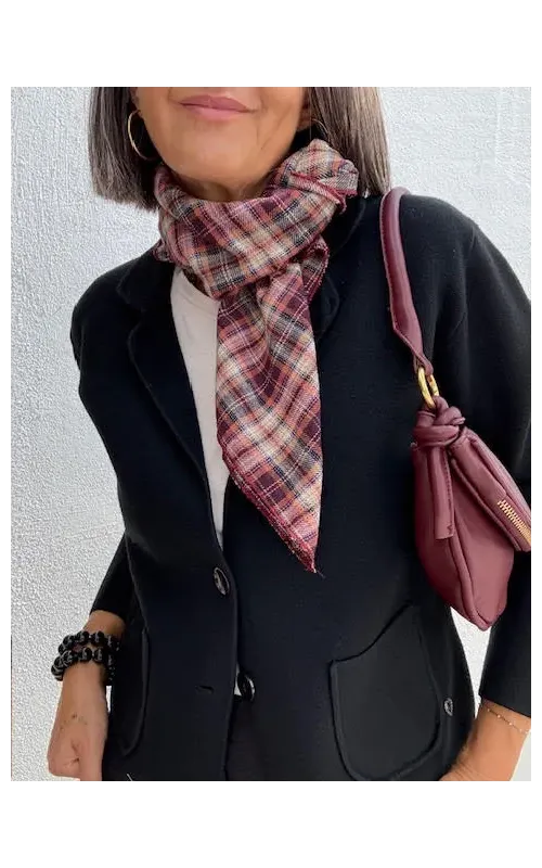 Pañuelo Cuadro Ingles Burdeos