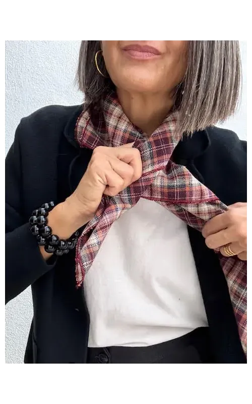 Pañuelo Cuadro Ingles Burdeos