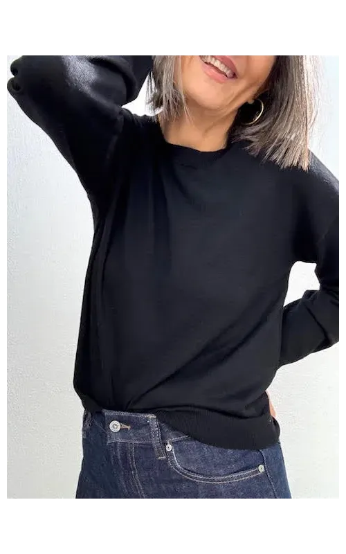 Jersey Merino Manga Larga Negro