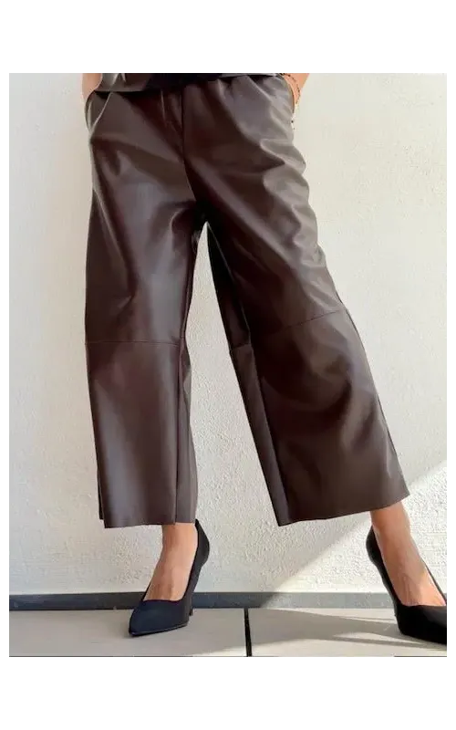 Pantalones Efecto Piel Marrón