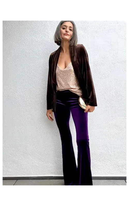 Pantalones Terciopelo Flare Violeta