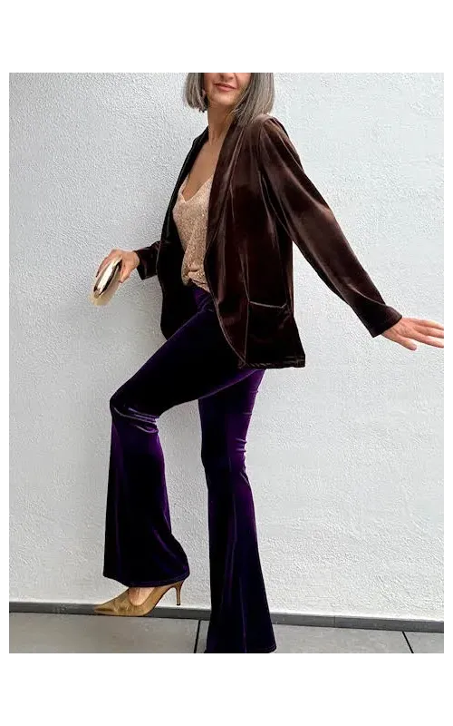Pantalones Terciopelo Flare Violeta