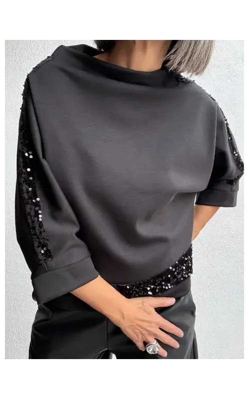 Sudadera Lentejuela Negra