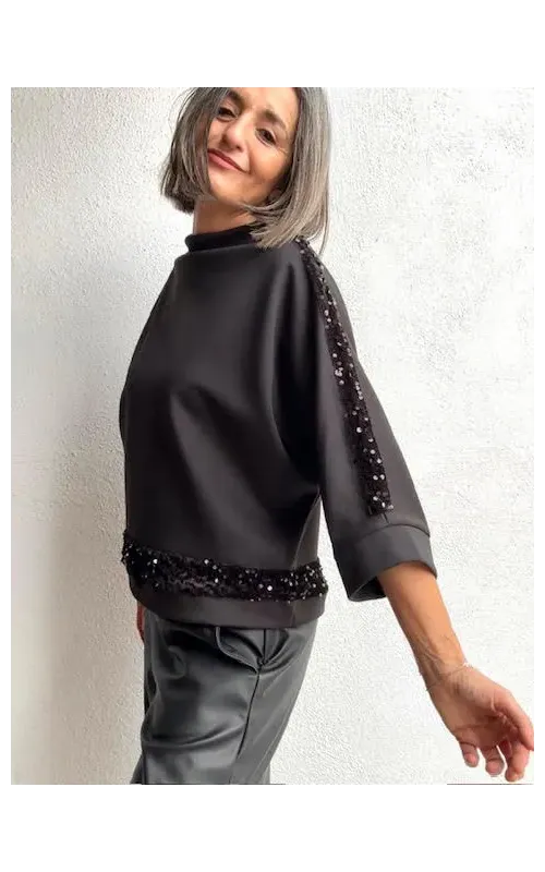 Sudadera Lentejuela Negra