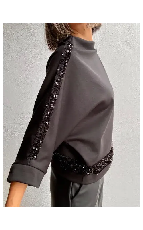 Sudadera Lentejuela Negra