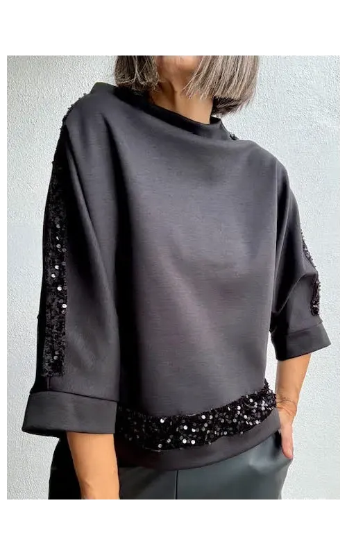 Sudadera Lentejuela Negra