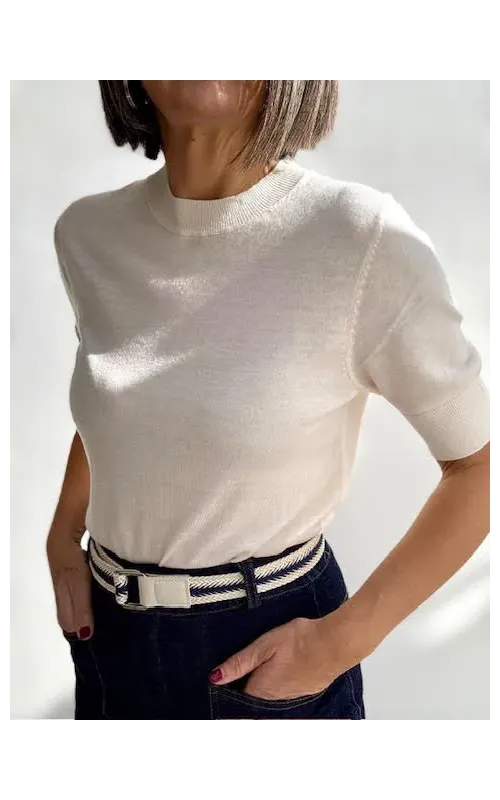 Jersey Merino Manga Corta Crudo