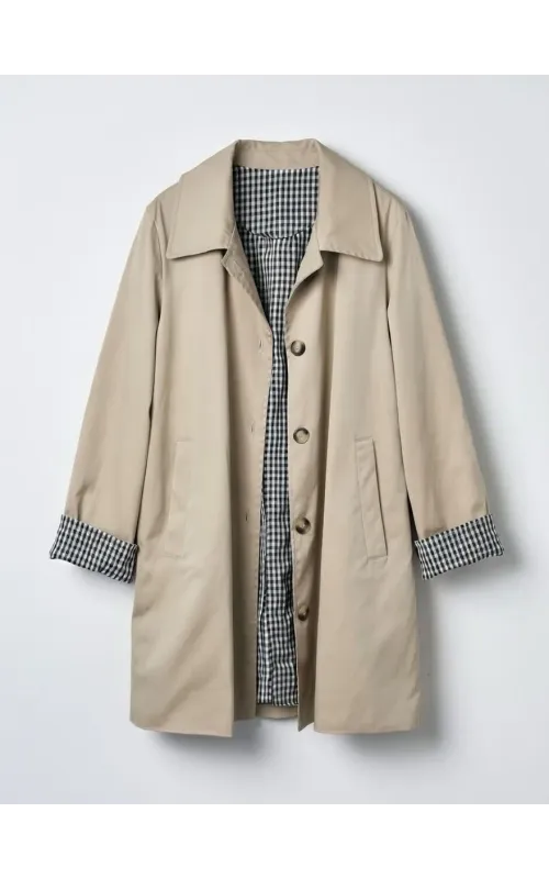 Parka Beige con Forro Vichy