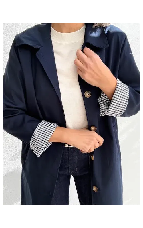 Parka Marino con Forro Vichy