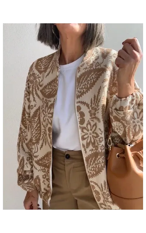 Bomber Tapiz Flores Beige