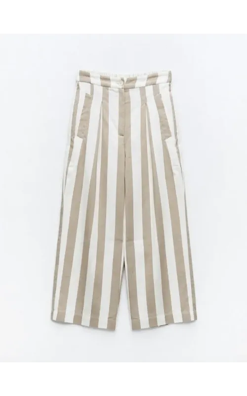 Pantalón de Rayas Verticales Beige