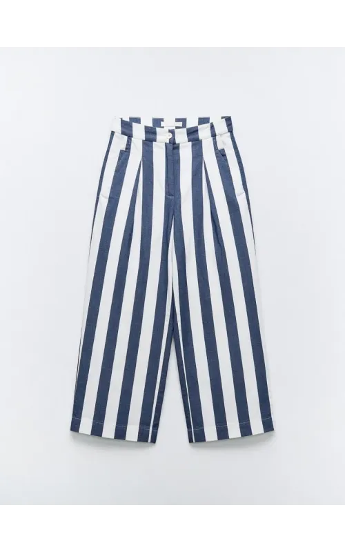 Pantalón de Rayas Verticales Azul
