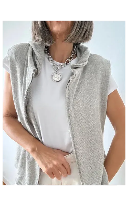 Chaleco Capucha Gris