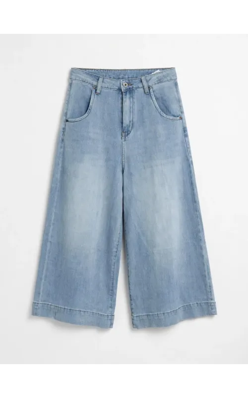 Pantalón Denim Culotte de Tiro Alto
