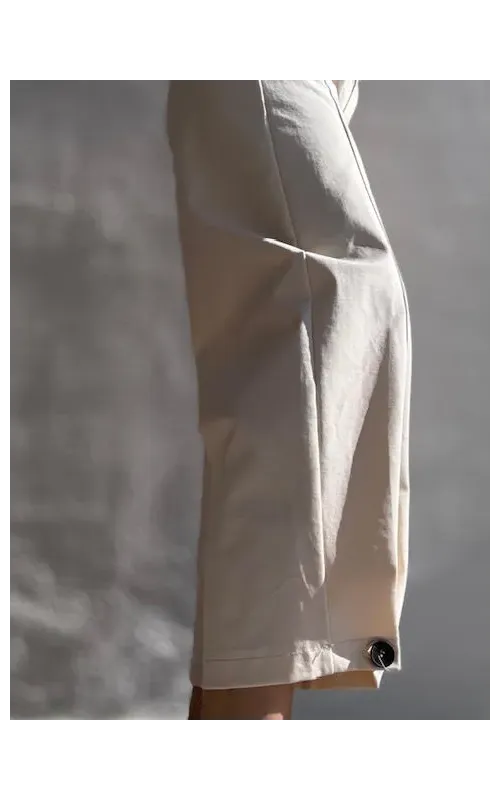 Pantalón Bombacho Botón Beige