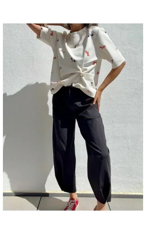 Pantalón Bombacho Botón Negro