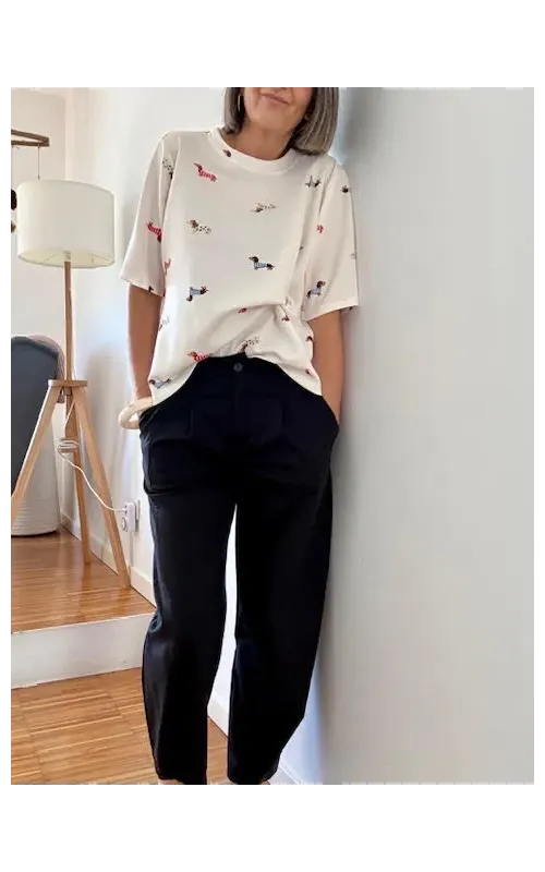 Pantalón Bombacho Botón Negro