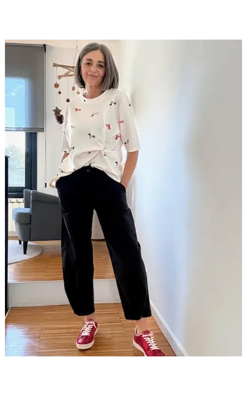 Pantalón Bombacho Botón Negro