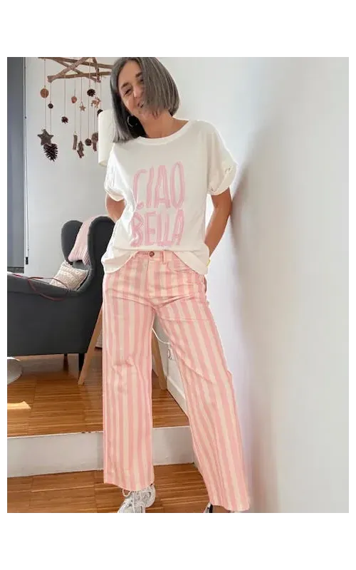 Pantalón Rayas Rosa