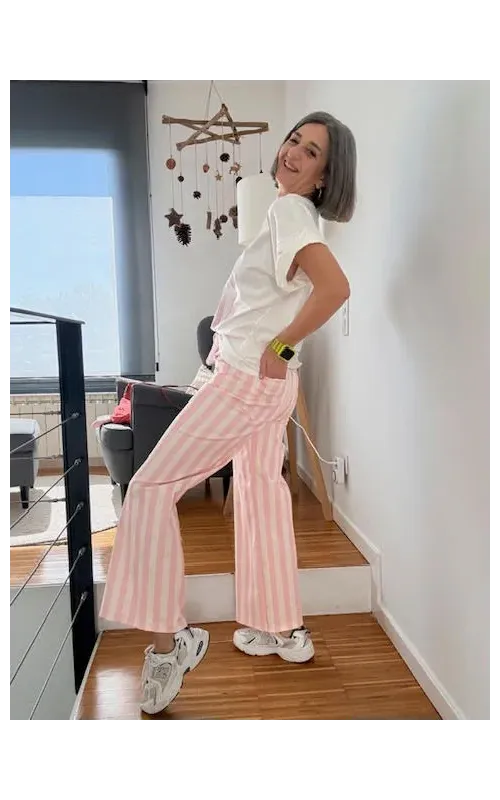 Pantalón Rayas Rosa