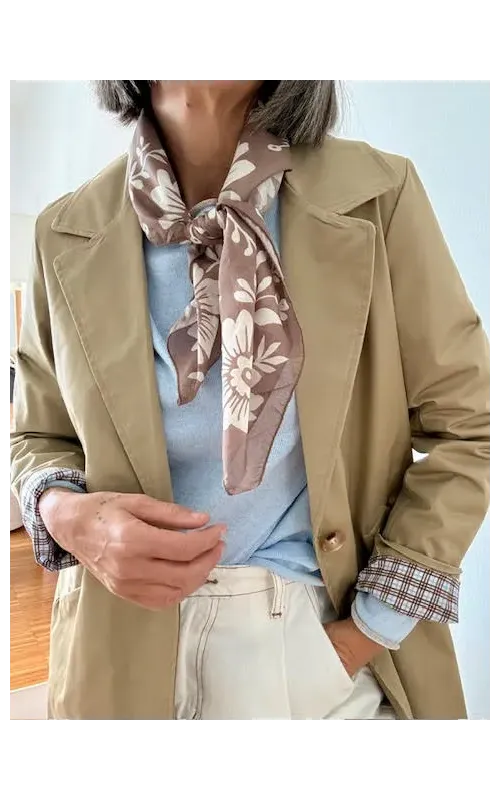 Gabardina Camel con Forro de Cuadros