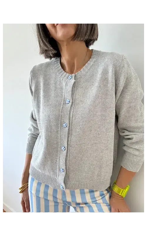 Chaqueta Gris Botones Vichy