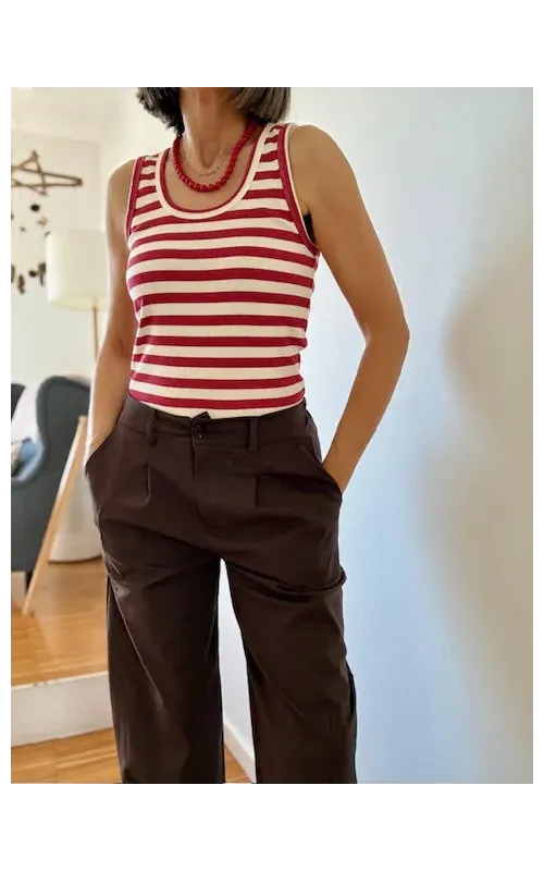 Pantalones Bombacho Botón Marrón Choco