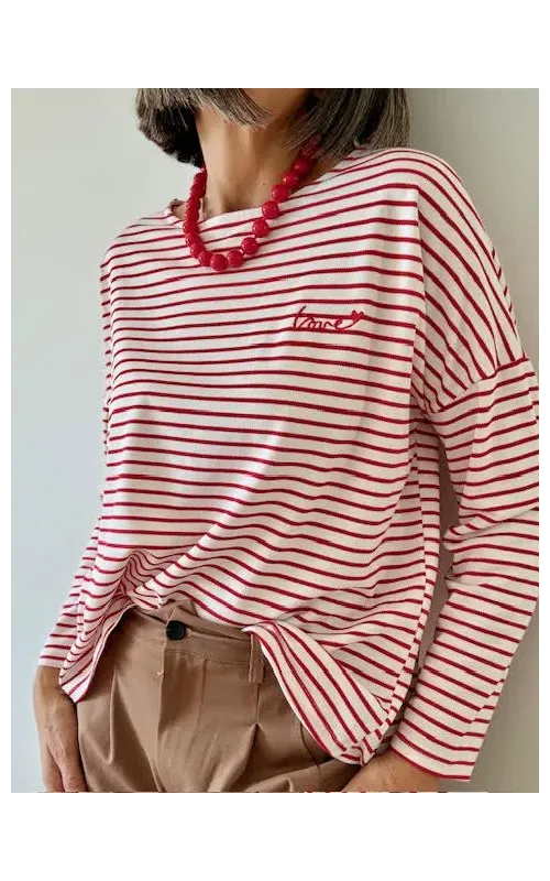 Camiseta Raya Roja Manga Larga