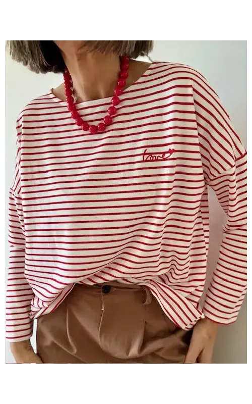 Camiseta Raya Roja Manga Larga