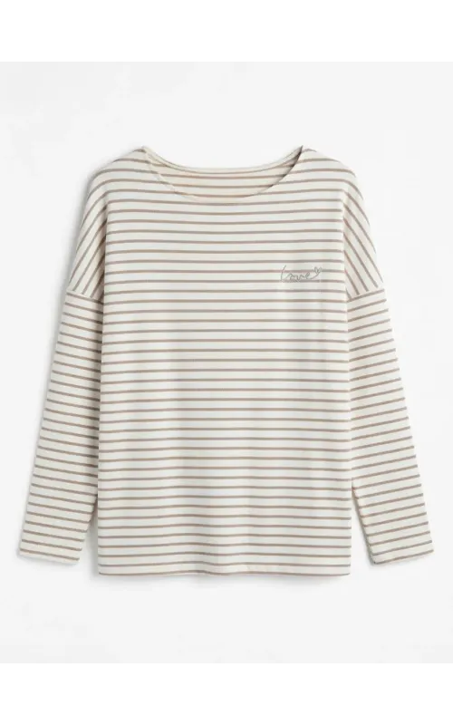 Camiseta Raya Camel Manga Larga