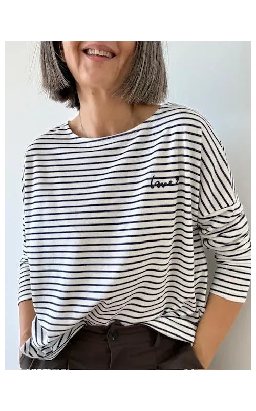 Camiseta Raya Marino Manga Larga