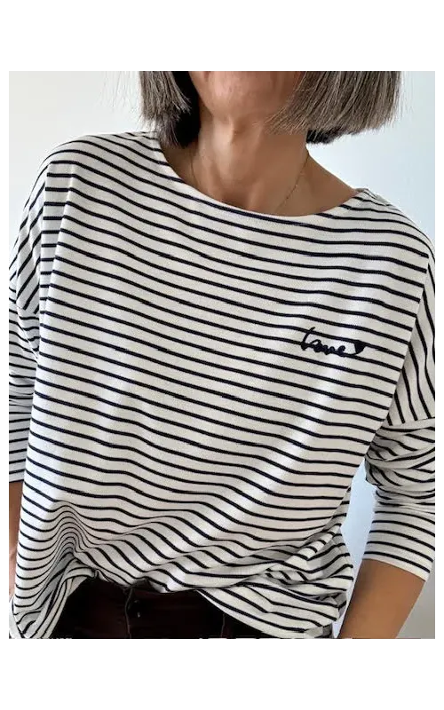 Camiseta Raya Marino Manga Larga