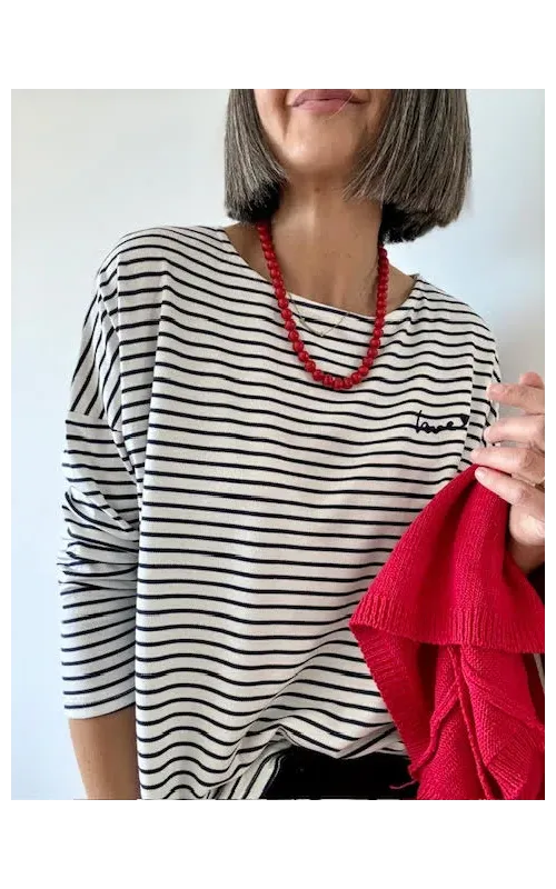 Camiseta Raya Marino Manga Larga